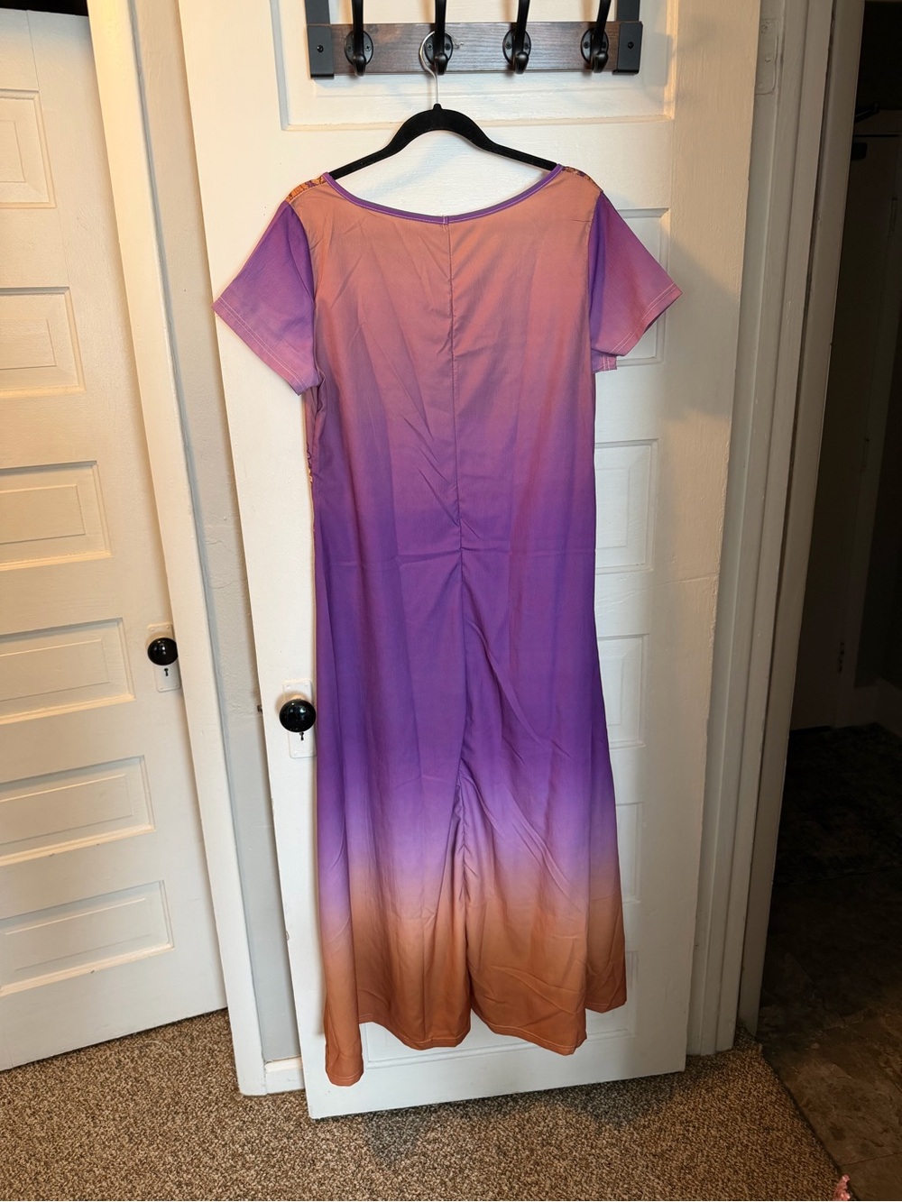 Purple to Tan Ombre Short-Sleeve Women’s Dress